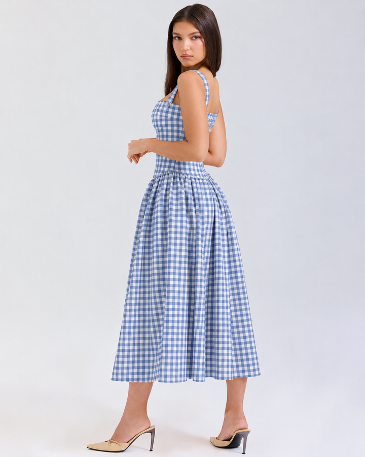 Lorna | Cotton Midi Sundress with Gathered Skirt