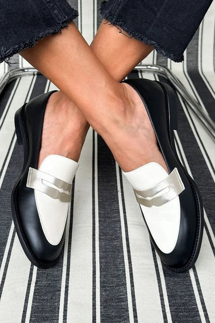 Women's Two-Tone Loafers with Metallic Accent Detail