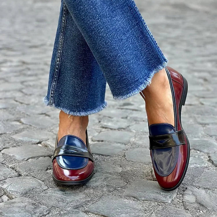 Women's Colorblock Loafers with Glossy Finish