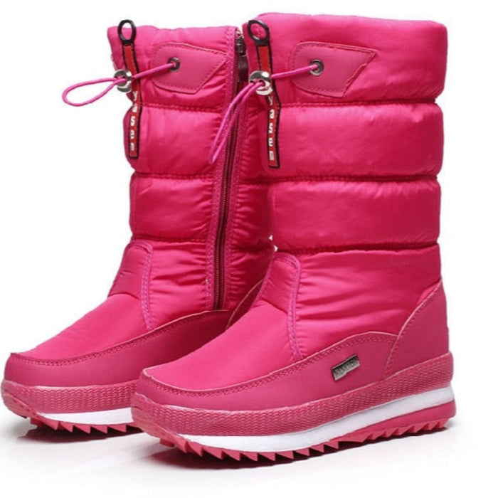 Women's Quilted Snow Boots with Side Zipper