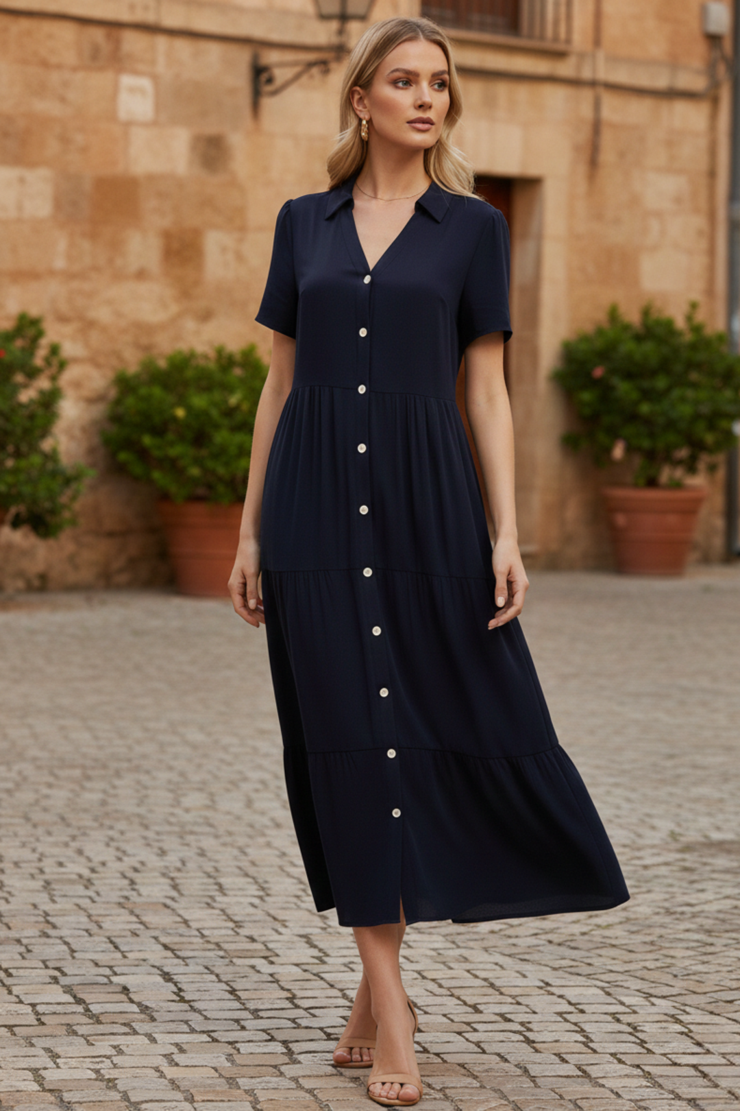 Amara | Midi Dress with Button-Front