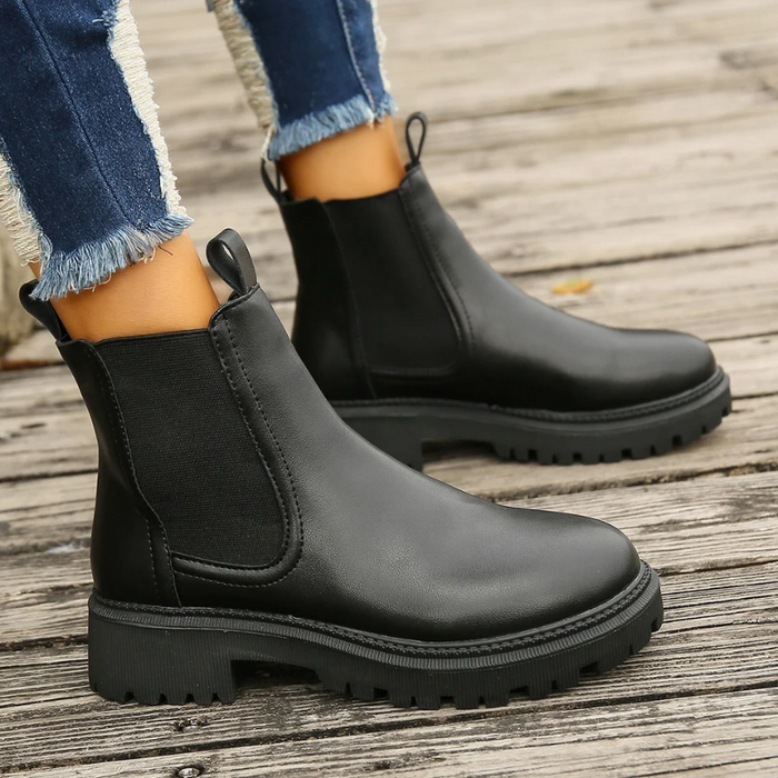 Women's Chelsea Boots with Lug Sole and Pull Tabs