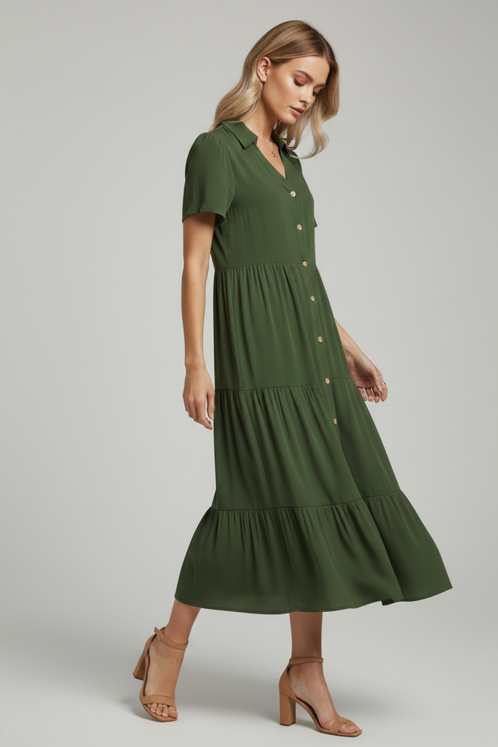 Amara | Midi Dress with Button-Front