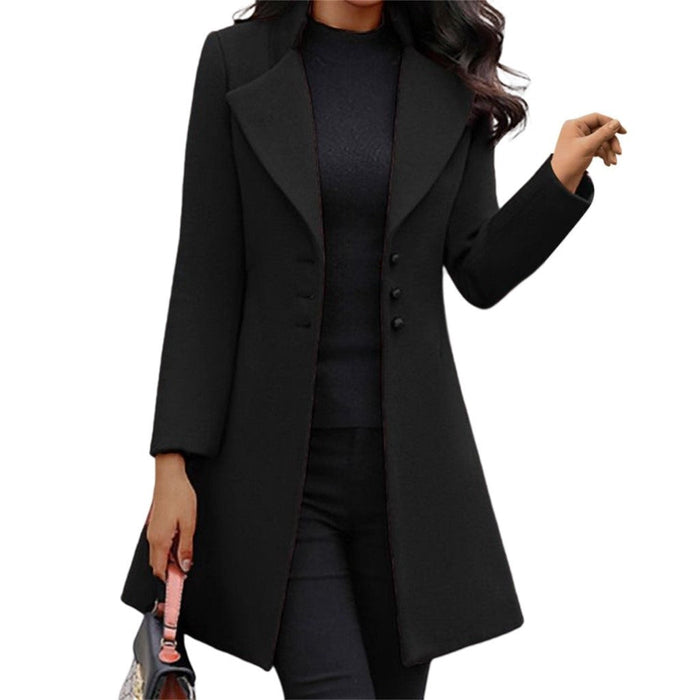 Women's Notch Collar Trench Coat with Button Front
