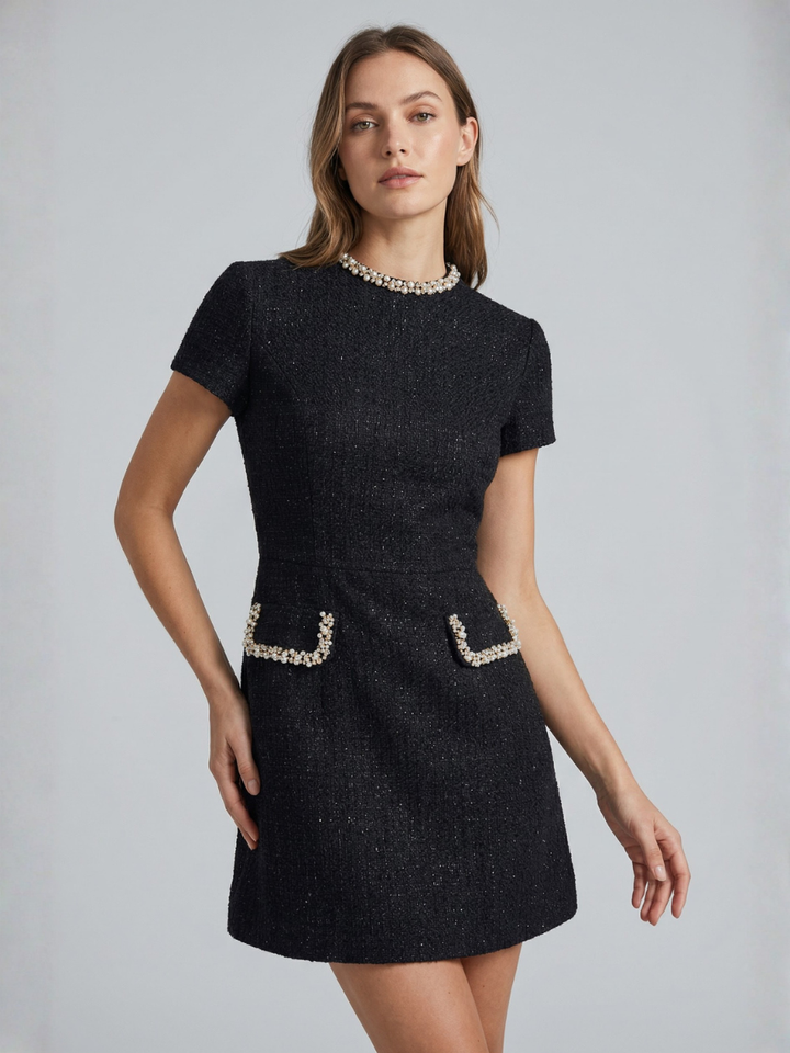 Colette | Mini Dress with Pearl Trim