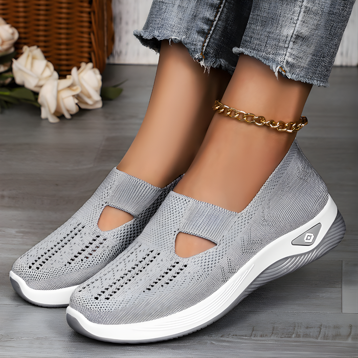 Women's Breathable Slip-On Walking Shoes with Cutout Knit