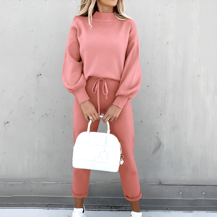 Women's Turtleneck Lounge Set with Balloon Sleeves