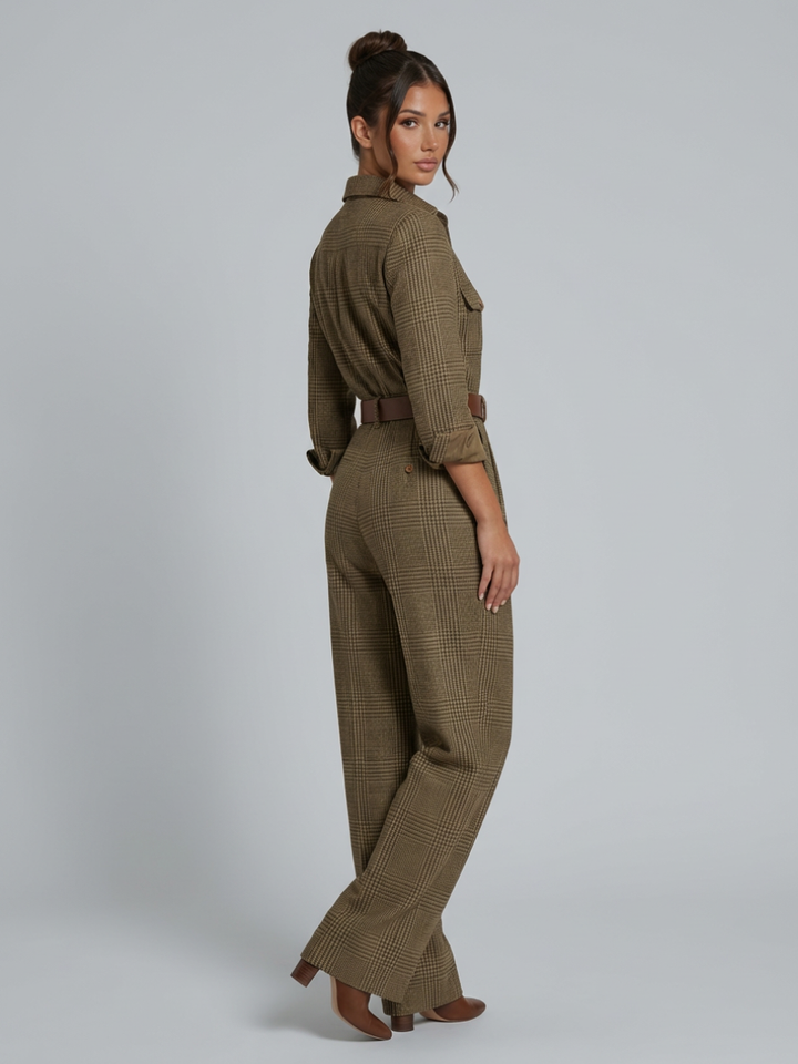 Fiona | Elegant Tweed Jumpsuit with Check Pattern