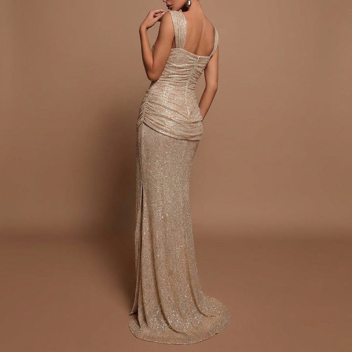 Naia | Off-Shoulder Sequin Split Maxi Dress
