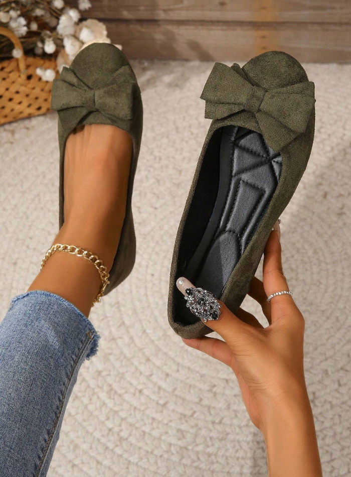Women's Bow Detail Loafers Slip-On with Low Wedge
