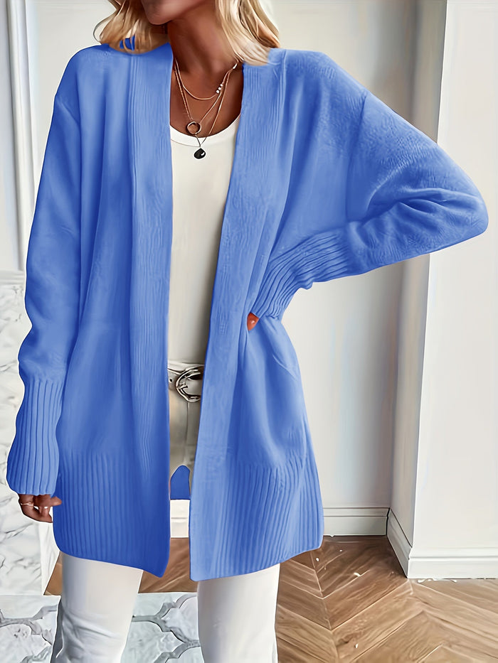 Women's Open-Front Cardigan with Ribbed Trim