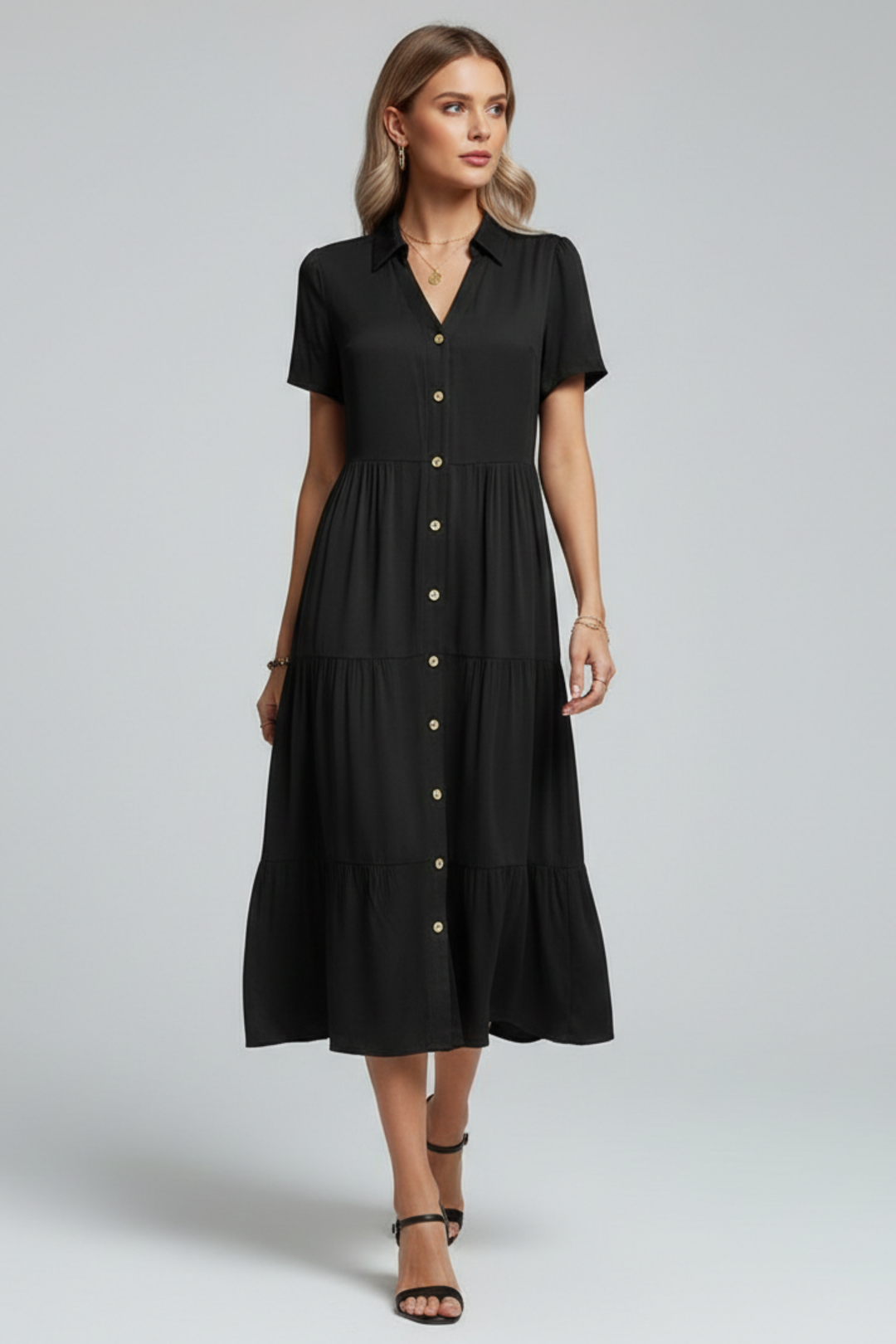 Amara | Midi Dress with Button-Front