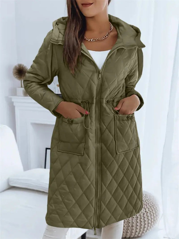 Women's Quilted Hooded Parka with Zip Front