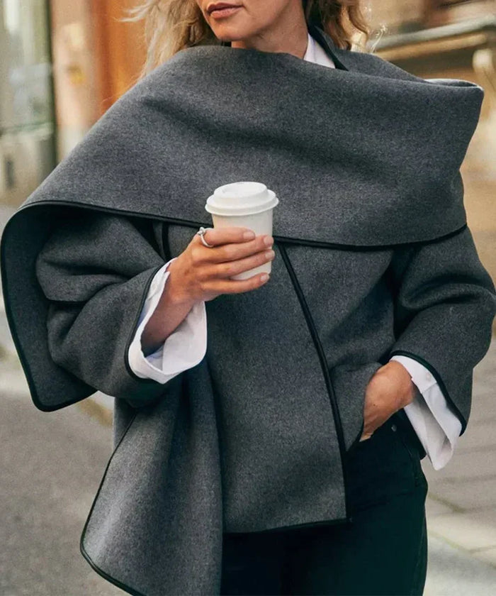 Women's Short Cape Coat with Shawl Collar