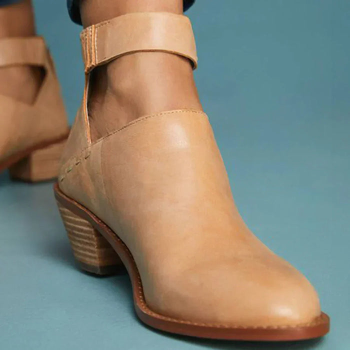 Women's Ankle Boots Block Heel Bow Detail Back Zipper