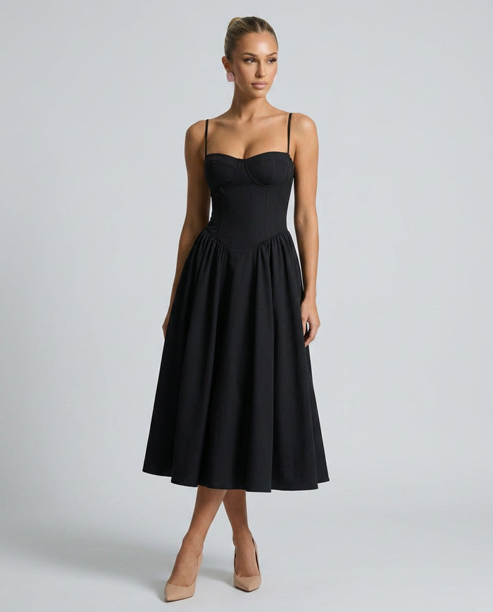 Imogen | Square Neck Pocket Slip Midi Dress