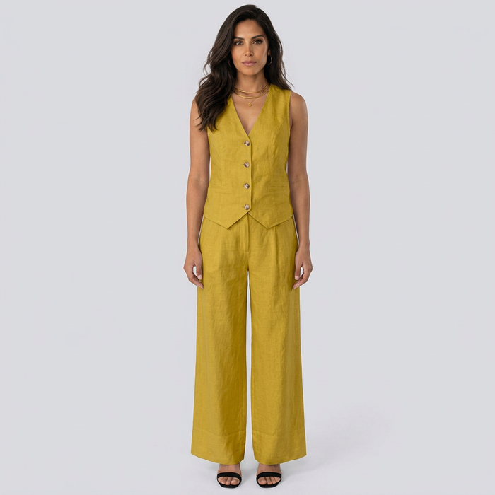 Edda | V-Neck Waistcoat & Wide-Leg Pant Co-ord Set