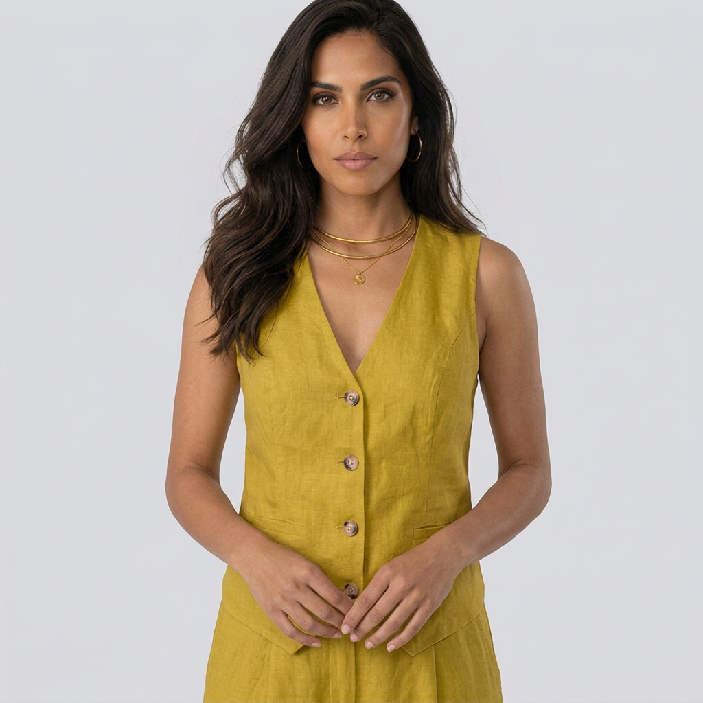 Edda | V-Neck Waistcoat &amp; Wide-Leg Pant Co-ord Set