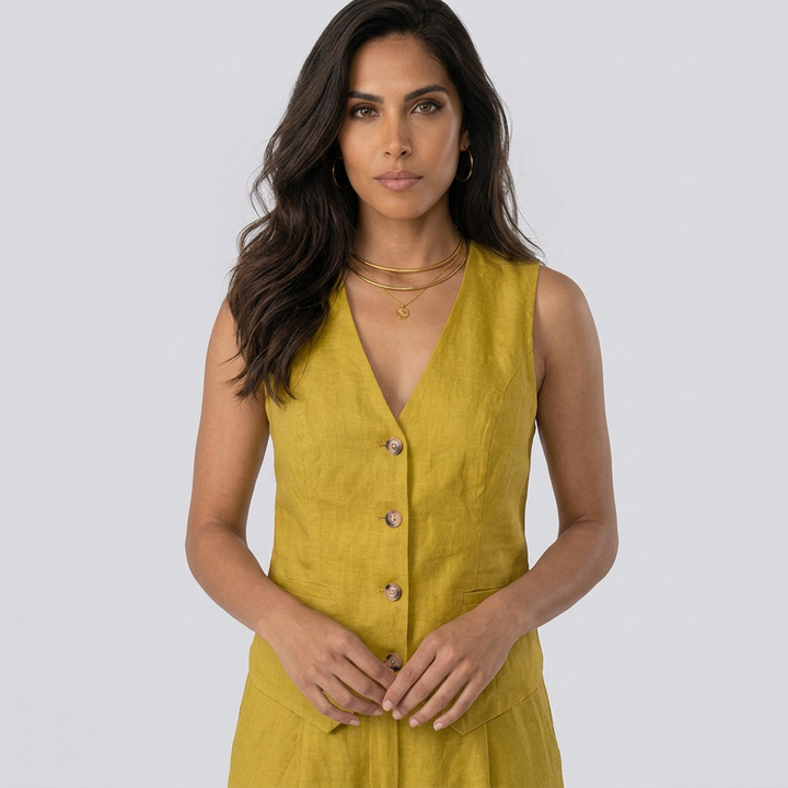 Edda | V-Neck Waistcoat &amp; Wide-Leg Pant Co-ord Set