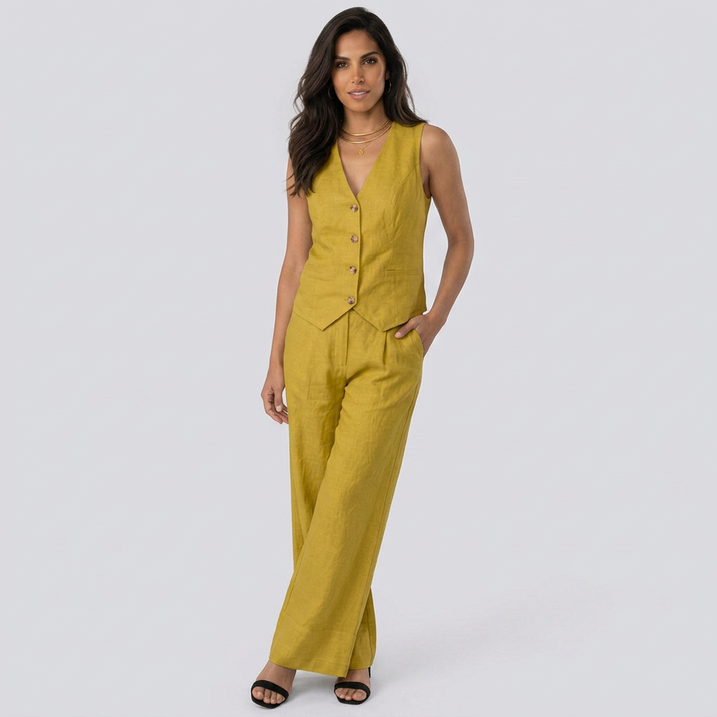 Edda | V-Neck Waistcoat &amp; Wide-Leg Pant Co-ord Set