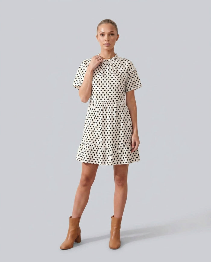 Vivienne | Polka Dot Ruffle Detail Mini Dress