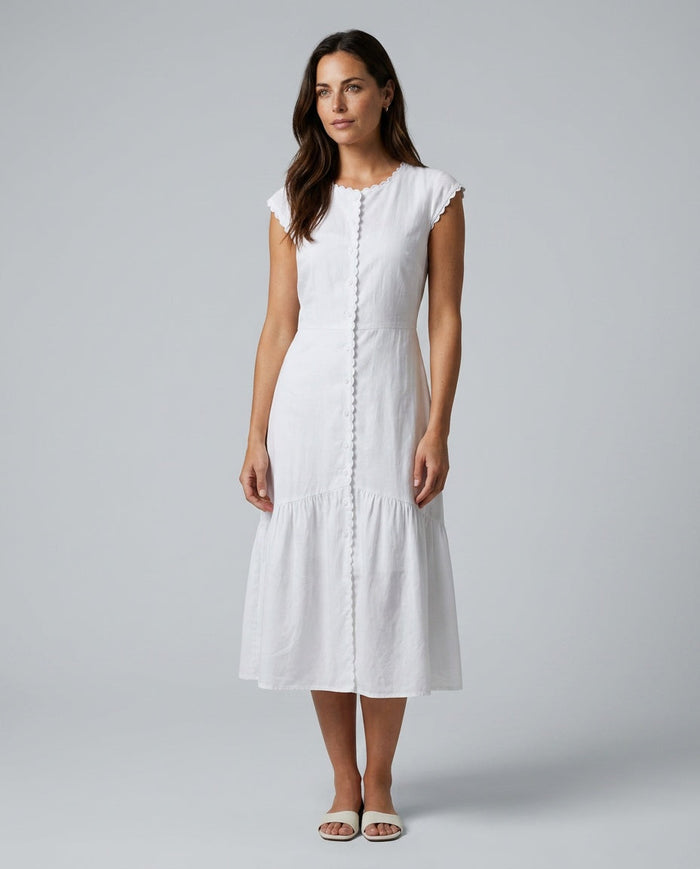 Amara | Round Neck Solid Midi Dress