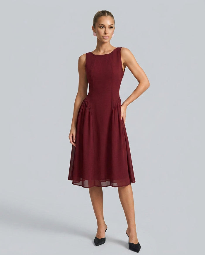 Fleur | Sleeveless Chiffon Midi Dress