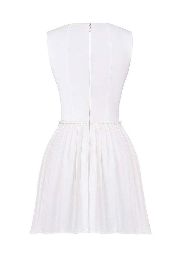 Latisha | Pleated Cotton Mini Dress with Structured Bodice