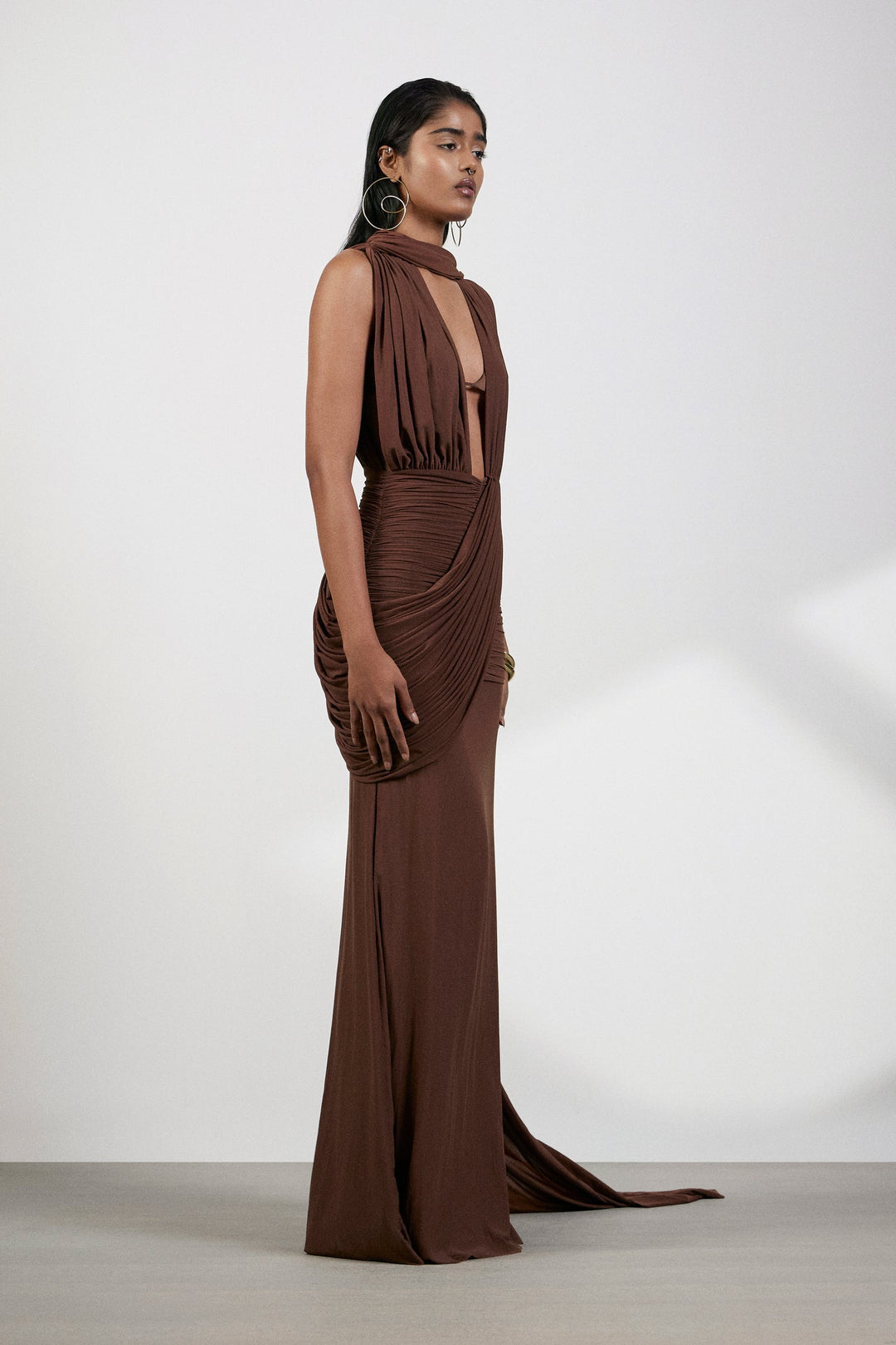 Marlowe | One-Shoulder Gathered Mesh Midi Dress