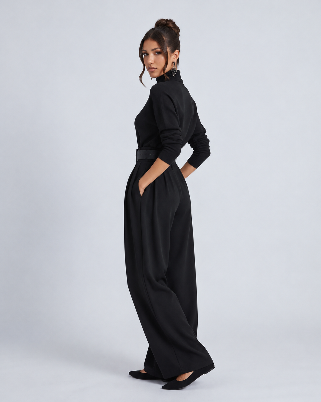 Melva | Turtleneck Wide-Leg Knit Jumpsuit