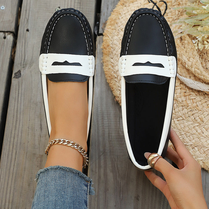 Women's Penny Loafers with Stitched Detail and Slip-On