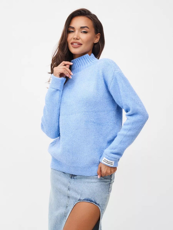 Women's Turtleneck Sweater Ribbed Collar Long Sleeve
