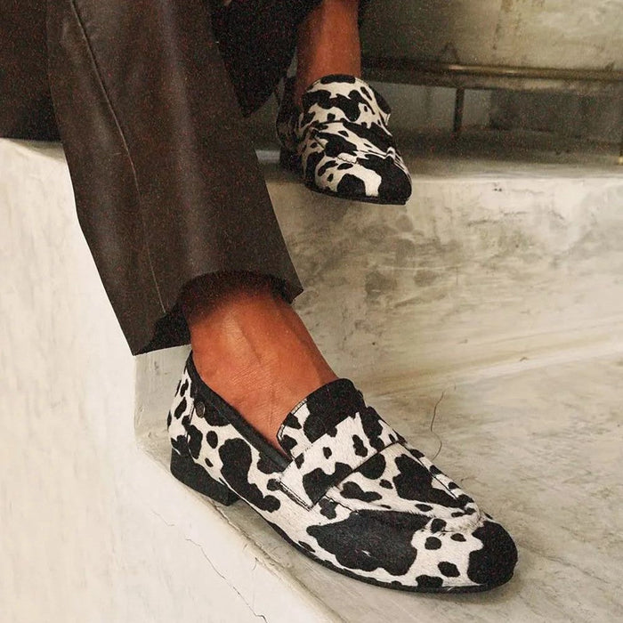 Women's Animal Print Slip-On Loafers Flat Casual Shoes
