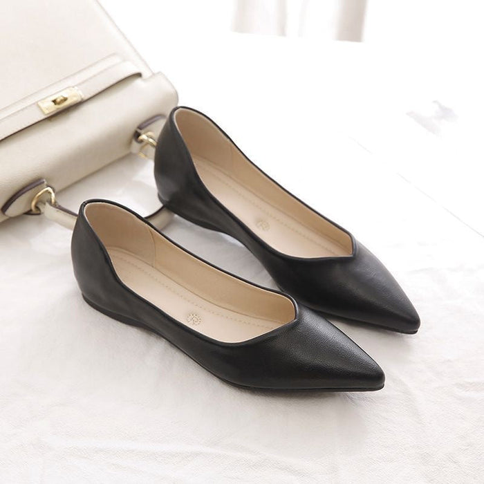 Women's Pointed Toe Ballet Flats with V-Cut Topline