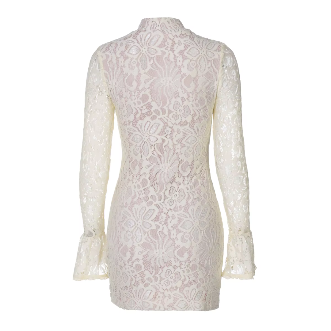 Olga | Lace Mini Corset Dress with Long Sleeves