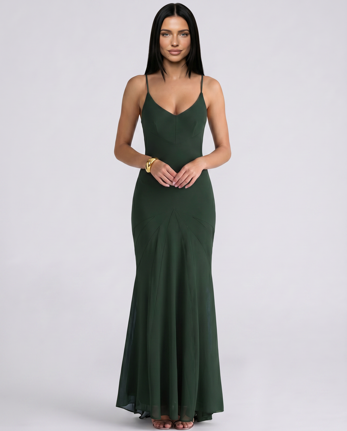 Marcy | Panelled Maxi Dress with Spaghetti Straps