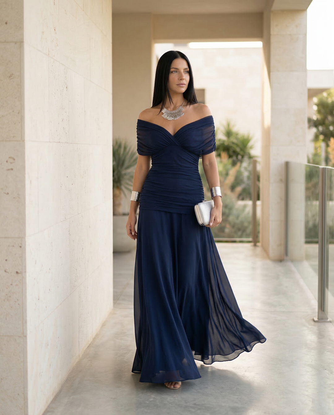 Eloria | Maxi Dress with Draped V-Neck