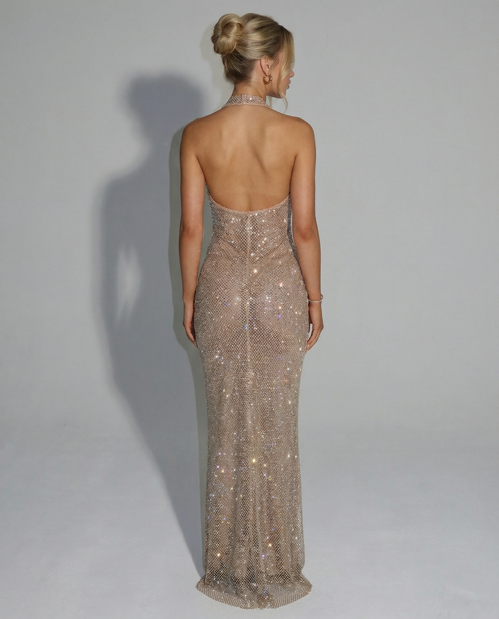 Julianna | Maxi Dress with Sequin Halter Neck