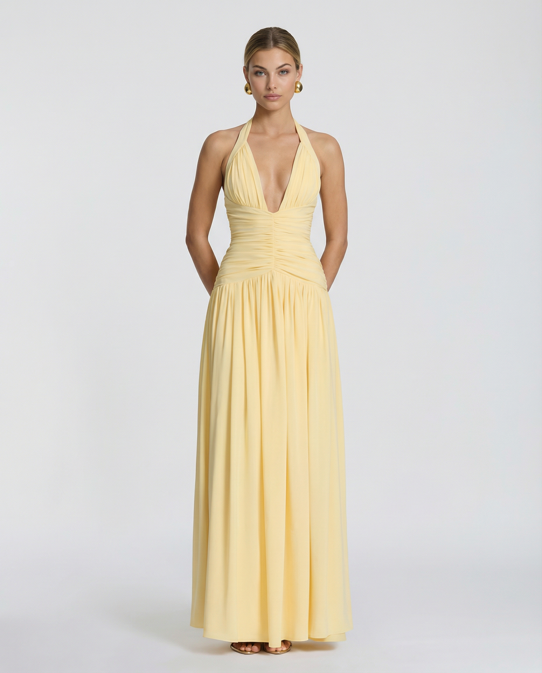 Margaret | Maxi Dress with Halter Neck and Ruched Corset