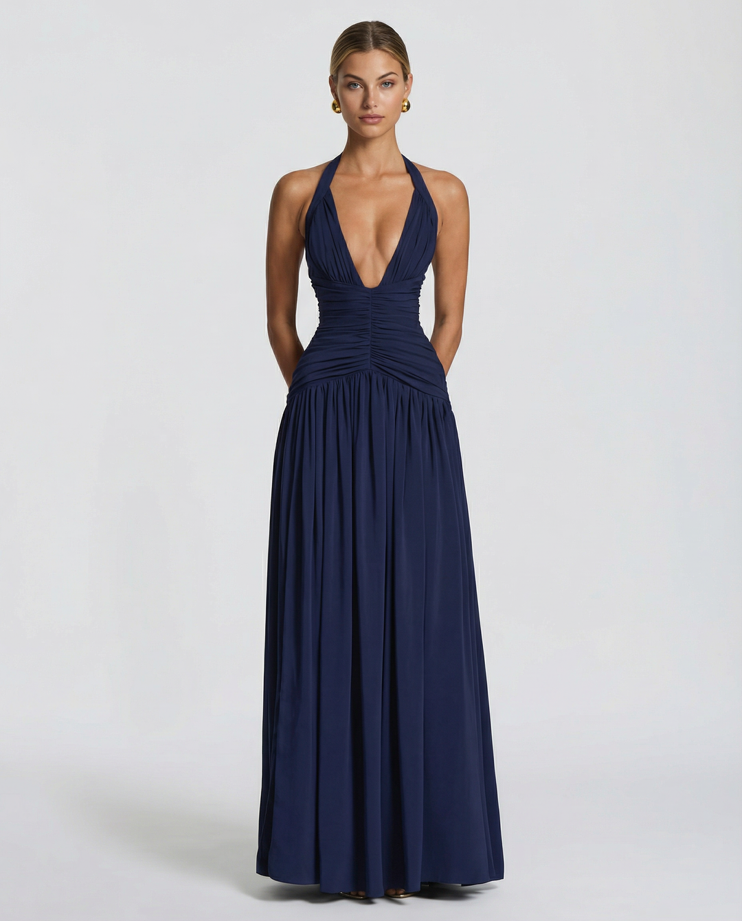 Margaret | Maxi Dress with Halter Neck and Ruched Corset