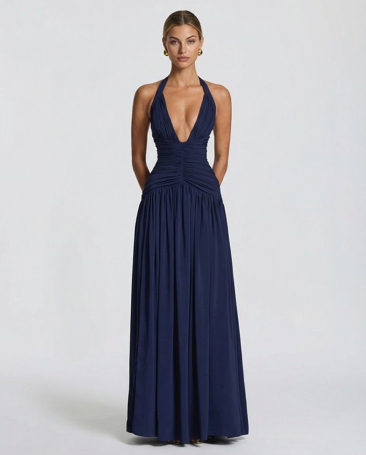 Margaret | Maxi Dress with Halter Neck and Ruched Corset