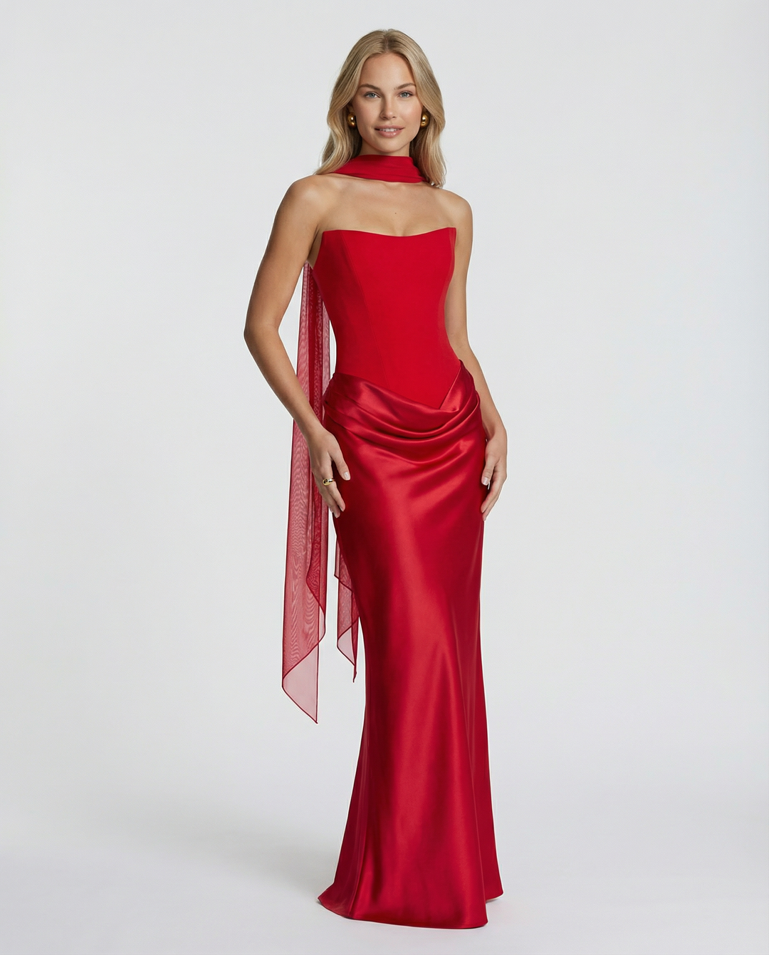 Gemma | Maxi Dress with Strapless Corset and Draped Skirt