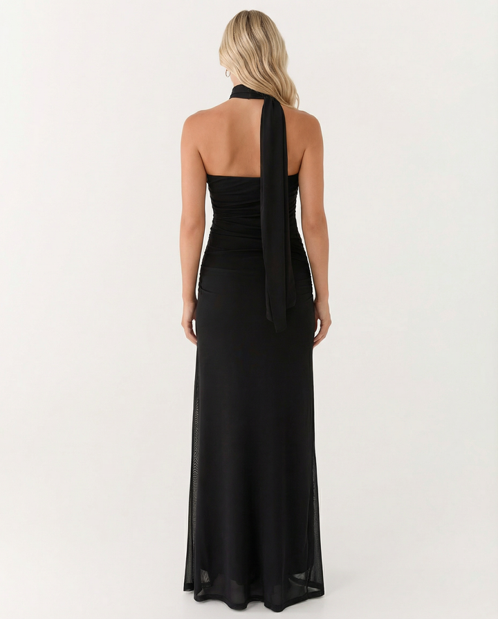 Lindsay | Maxi Dress with One-Shoulder Scarf Neckline