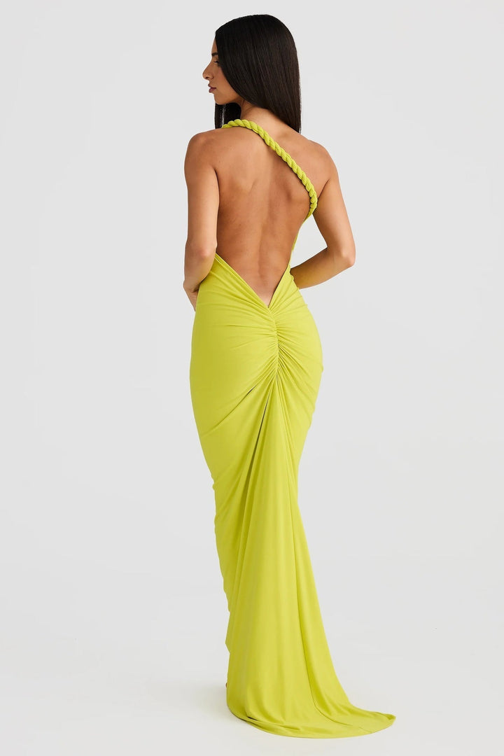 Linda | Maxi Dress with Asymmetric Neckline and Backless Detail