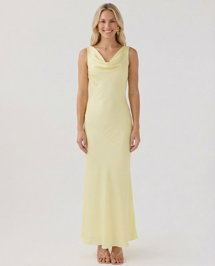 Muriel | Maxi Dress with Cowl Neck and Open Back
