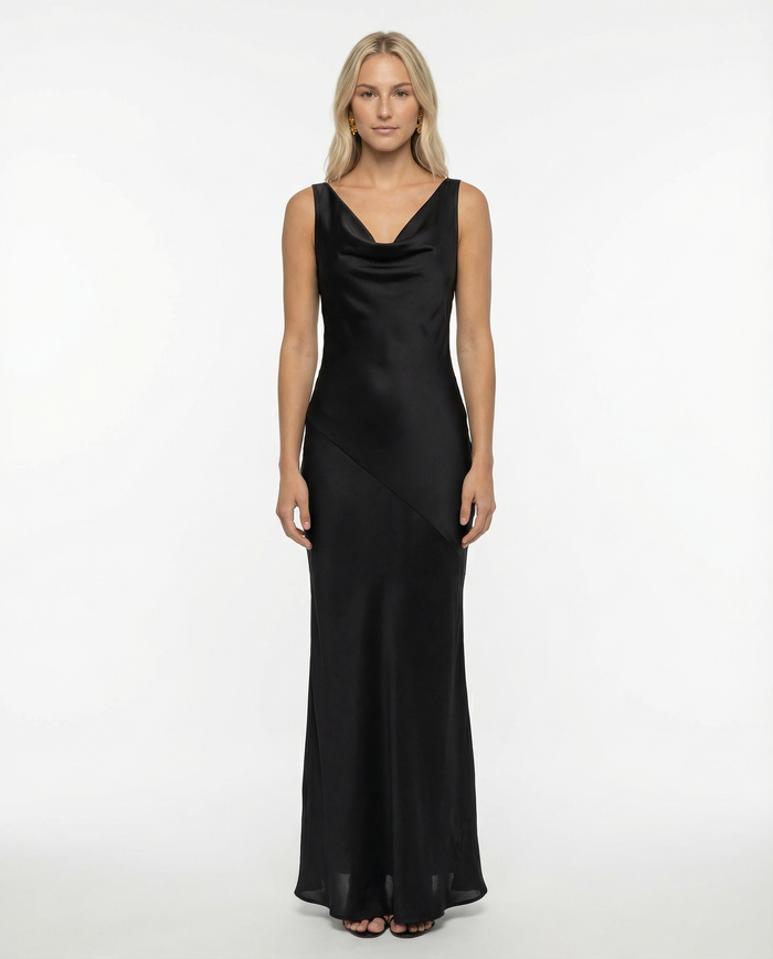 Muriel | Maxi Dress with Cowl Neck and Open Back