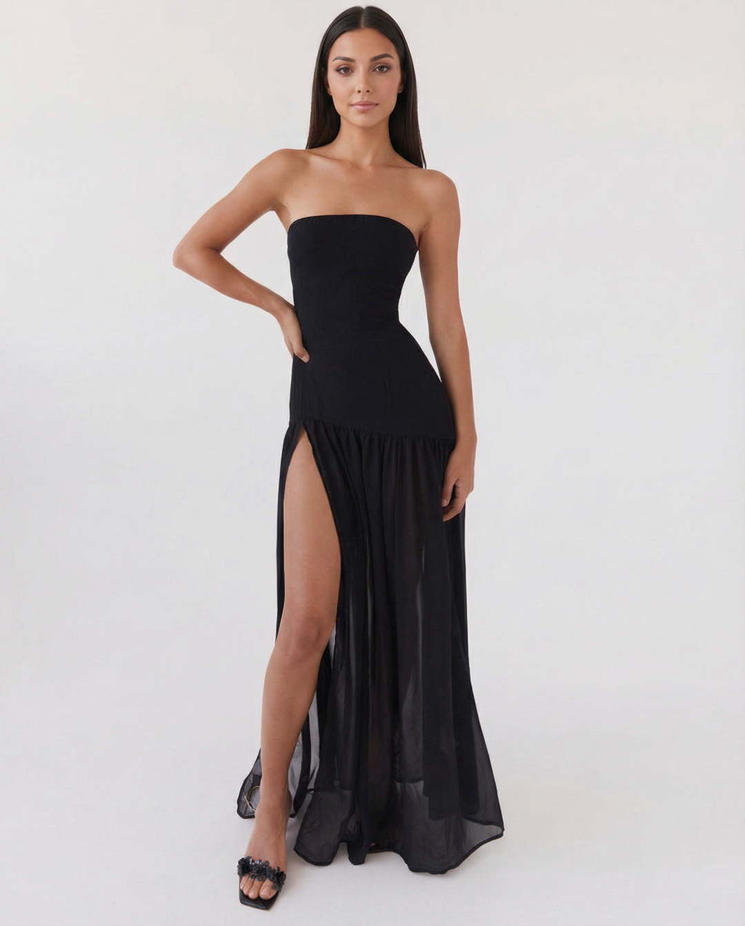 Polly | Strapless Maxi Dress with Side Slit