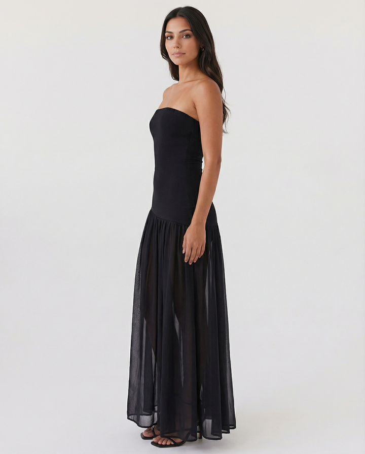 Polly | Strapless Maxi Dress with Side Slit