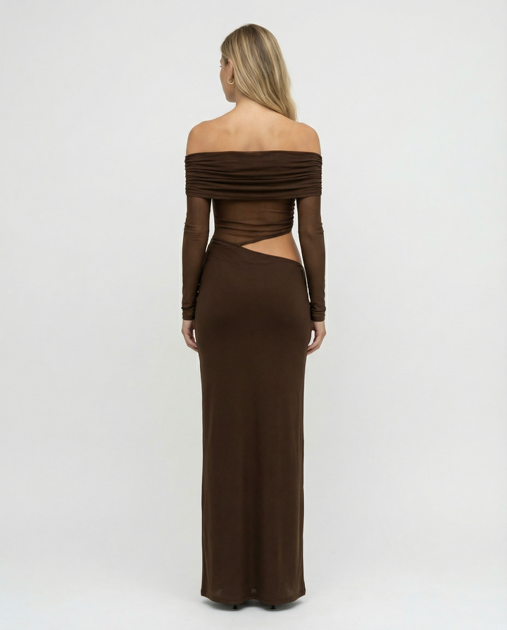 Bertie | Off Shoulder Maxi Dress with Side Cut-Outs