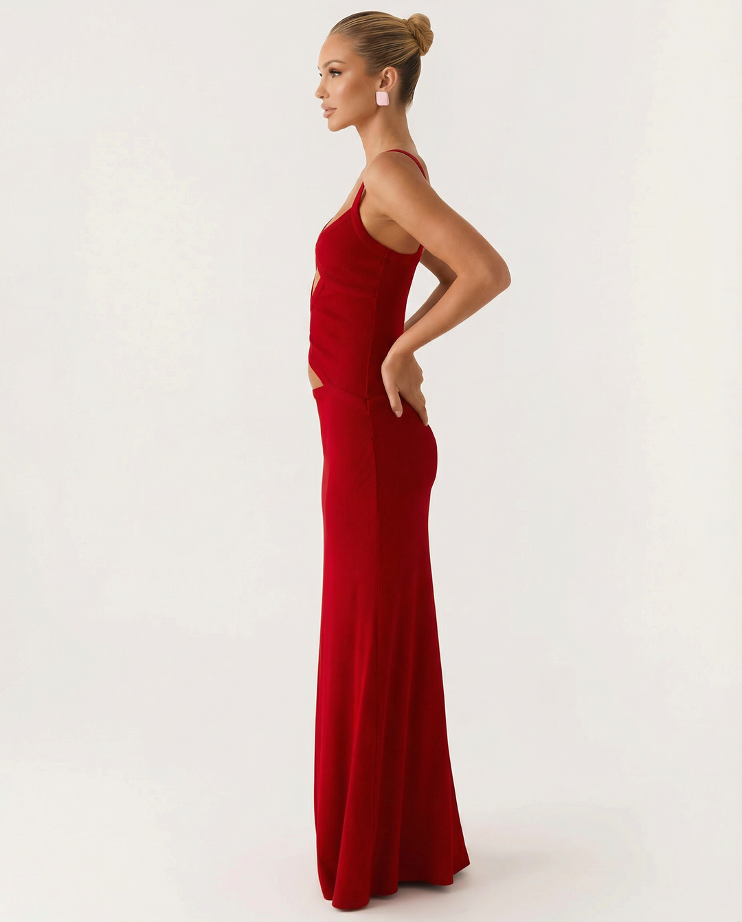 Erica | Bodycon Maxi Dress with Ruched Cut-Out Detail